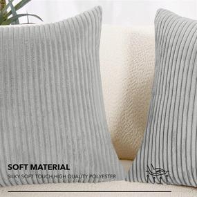 img 1 attached to 2-Pack 18X18 Inch Gray Corduroy Decorative Pillow Cases With Stripe Pattern - Perfect For Bedroom Or Living Room!