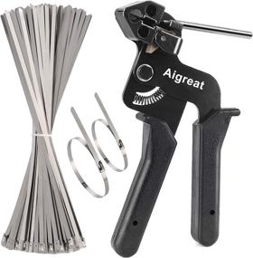 img 4 attached to 🔩 200PCS Metal Tie Wrap Gun Kit, Aigreat Stainless Steel Cable Tie Gun with Adjustable Tensioning and Cutting Tool, Includes 200pcs 304 Self-Locking Stainless Steel Cable Ties in 4.6x270mm Sizes