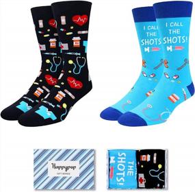 img 3 attached to Men'S Funny Golf Poker USA Flag Game Medical Nurse Space Socks 2 Pack With Gift Box