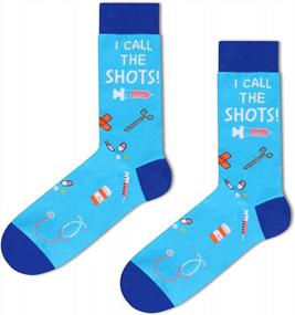 img 1 attached to Мужские забавные носки для гольфа, покера, флага США, медицинские космические носки для медсестры, 2 шт. в упаковке с подарочной коробкой
