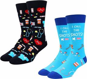 img 4 attached to Мужские забавные носки для гольфа, покера, флага США, медицинские космические носки для медсестры, 2 шт. в упаковке с подарочной коробкой