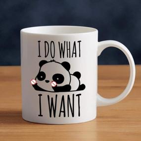 img 4 attached to LOZACHE I Do What I Want Funny Coffee Mug Cute Panda Middle Finger Beer Cup 11Oz, Funny Gag Gift Ideas White Elephant For Adults Men Women Friends Coworkers Boyfriend Girlfriend Wife Husband