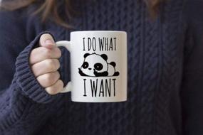 img 2 attached to LOZACHE I Do What I Want Funny Coffee Mug Cute Panda Middle Finger Beer Cup 11Oz, Funny Gag Gift Ideas White Elephant For Adults Men Women Friends Coworkers Boyfriend Girlfriend Wife Husband