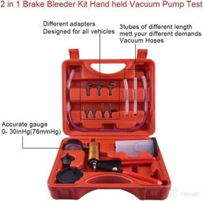 img 2 attached to 🔧 Convenient and Comprehensive 2 in 1 Brake Bleeder Kit with Vacuum Pump, Adapters, and Protective Case: Ideal for Automotive Brake and Clutch Maintenance – Includes Vacuum Gauge and One-Man Bleeding System (Red Case)