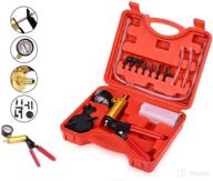 🔧 convenient and comprehensive 2 in 1 brake bleeder kit with vacuum pump, adapters, and protective case: ideal for automotive brake and clutch maintenance – includes vacuum gauge and one-man bleeding system (red case) logo