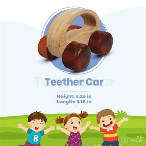 img 2 attached to TEKOR Wooden Teether Car - Natural Birch Wood Teething Toy for Baby, Toddler Montessori 🚗 Toy - Easy Grasping for Motor Development Sensory Skills, Handcrafted, Smooth, No Rough Edges (Colorful Wheels)