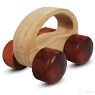 tekor wooden teether car - natural birch wood teething toy for baby, toddler montessori 🚗 toy - easy grasping for motor development sensory skills, handcrafted, smooth, no rough edges (colorful wheels) logo