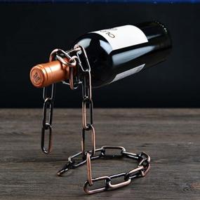 img 4 attached to Iron Chain Wine Bottle Holder Stand Rack Bar Gift - CdyBox Magic Design