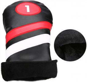 img 2 attached to Set Of 3 Longchao Golf Head Covers For Drivers And Fairway Woods - Vintage Style White And Red PU Leather Headcovers For 1, 3, And 5 Clubs