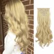 full head 7 pcs curly wavy synthetic clip hair extensions in light bleach blonde - feshfen hairpiece for women girls, 20 inch logo