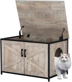 img 4 attached to 🐱 Unipaws Top-Opening Cat Litter Box Enclosure for Large Cats - High Jumbo Size, Automatic Hidden Box, Cat House, Privacy Washroom Bench