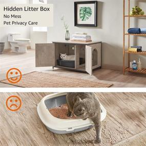 img 3 attached to 🐱 Unipaws Top-Opening Cat Litter Box Enclosure for Large Cats - High Jumbo Size, Automatic Hidden Box, Cat House, Privacy Washroom Bench