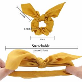 img 3 attached to Soft Chiffon Hair Scrunchies With Bunny Ears: 6-Pack Bow Hair Elastics For Women - Stylish Hair Bow Ties And Ponytail Holders