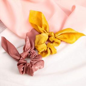 img 2 attached to Soft Chiffon Hair Scrunchies With Bunny Ears: 6-Pack Bow Hair Elastics For Women - Stylish Hair Bow Ties And Ponytail Holders