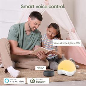 img 1 attached to 👶 Bonoch Baby Sound Machine with Night Light, OK-to-Wake Clock, Time-to-Rise Sleep Trainer, White Noise Machine for Baby Sleep, 25 Soothing Sounds for Kids and Adults, Timer, Dimmable Function, APP Control, Voice Control with Alexa