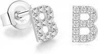 sterling silver initial earrings for women girls - 18k gold plated aaaaa+cz studs hypoallergenic alphabet dainty jewelry gifts logo
