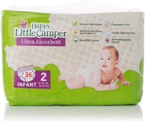 img 3 attached to 👶 Happy Little Camper Natural Size 2 Diapers (12-18 lbs) with Aloe - Hypoallergenic, Ultra-Absorbent, Fragrance Free for Sensitive Skin: 252 Diapers + 200 Flushable Wipes