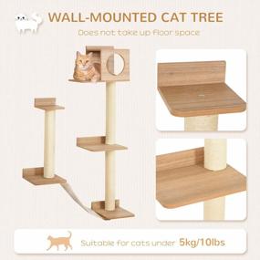 img 1 attached to Wall-Mounted Cat Tree Tower With Sisal Scratching Posts, Interior Condo & Multiple Levels By PawHut