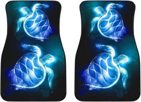 img 2 attached to TOADDMOS Blue Neon Sea Turtle Print Front Carpet Car Truck SUV Floor Mats-Pack Of 2 Universal Fit Non-Slip &Amp