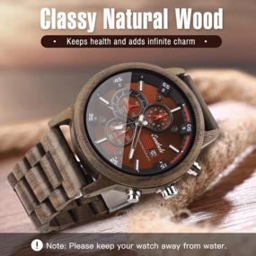 img 3 attached to Emibele Men'S Stylish Date Display Chronograph Military Quartz Wrist Watch | Handmade Wooden Casual Light Luminous Watch