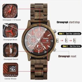 img 2 attached to Emibele Men'S Stylish Date Display Chronograph Military Quartz Wrist Watch | Handmade Wooden Casual Light Luminous Watch