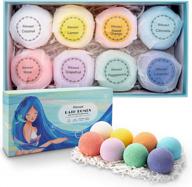 organic bath bombs gift set: handmade, natural ingredients for kids & women - 8 pack cloud rainbow color rich bubble birthday gift idea! logo