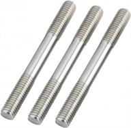 24pcs yxq silver tone adjustable double end thread studs - 304 stainless steel push rods at 50mm length logo