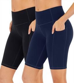 img 4 attached to Get Comfortable And Stylish With TOREEL Biker Shorts For Women - 2 Pack High Waisted Workout Shorts With Pockets And 8" Inseam Perfect For Athletic Activities And Yoga