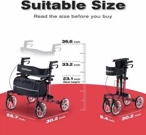 img 3 attached to OasisSpace Bariatric Rollator Walker - Heavy Duty Rollator Supports Up To 450Lbs With Wide Seat & Thicken Backrest (Red)