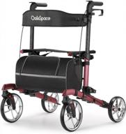 oasisspace bariatric rollator walker - heavy duty rollator supports up to 450lbs with wide seat & thicken backrest (red) logo