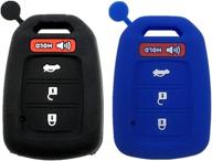 🔑 ezzy auto silicone key fob case key cover jacket holder protector for 2013-2017 honda accord sports in black and navy blue logo