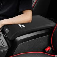 waterproof leather protector cover for f150 center console: anti-scratch armrest box pad - 2009-2014 accessories, black stitches логотип