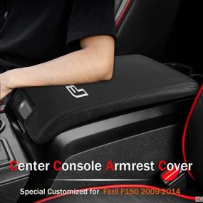 img 3 attached to Waterproof Leather Protector Cover for F150 Center Console: Anti-Scratch Armrest Box Pad - 2009-2014 Accessories, Black Stitches