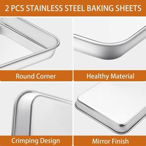 img 2 attached to Deedro Stainless Steel Baking Sheet With Silicone Mat Set Of 4 [2 Sheets + 2 Mats], 12 X 10 X 1 Inch, Non Toxic, Heavy Duty, Easy Clean