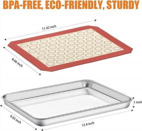 img 3 attached to Deedro Stainless Steel Baking Sheet With Silicone Mat Set Of 4 [2 Sheets + 2 Mats], 12 X 10 X 1 Inch, Non Toxic, Heavy Duty, Easy Clean