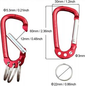 img 3 attached to Pack Of 6 D-Shaped Multifunctional Aluminum Alloy Carabiner Keychain Clips With 3 Key Rings By VictorsHome