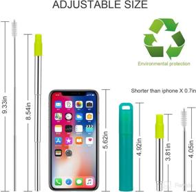 img 1 attached to 🥤 Reusable Collapsible Stainless Steel Straws - Metal Straws for Tumbler Cold Beverage | Portable Telescopic Drinking Straw with Aluminum Key-chain Cases & Cleaning Brushes