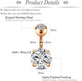 img 2 attached to 14G 6Mm Stainless Steel Short Belly Navel Button Rings: JFORYOU 1/4 Inch Earrings For Women & Men
