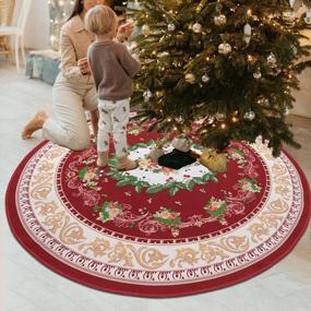 img 2 attached to Enhance Your Décor With HiiARug Round Medallion Oriental Floral Rug - Perfect For Christmas Décor & Everyday Use In Living/Dining/Bedroom Room - Machine Washable Rug!
