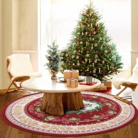 img 3 attached to Enhance Your Décor With HiiARug Round Medallion Oriental Floral Rug - Perfect For Christmas Décor & Everyday Use In Living/Dining/Bedroom Room - Machine Washable Rug!