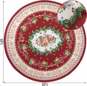 img 1 attached to Enhance Your Décor With HiiARug Round Medallion Oriental Floral Rug - Perfect For Christmas Décor & Everyday Use In Living/Dining/Bedroom Room - Machine Washable Rug!