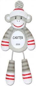 img 2 attached to Get Into The Festive Spirit With Personalized Sock Monkey Kids Christmas Ornament!