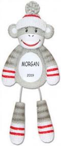 img 1 attached to Get Into The Festive Spirit With Personalized Sock Monkey Kids Christmas Ornament!