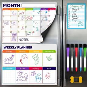 img 4 attached to Get Organized Every Day With Our 3-Piece Magnetic Whiteboard Calendar Set For Fridge - Monthly, Weekly, And Daily Planner With Grocery List, 5 Markers, And Eraser