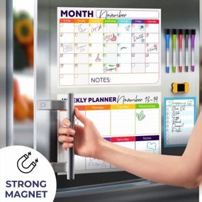 img 3 attached to Get Organized Every Day With Our 3-Piece Magnetic Whiteboard Calendar Set For Fridge - Monthly, Weekly, And Daily Planner With Grocery List, 5 Markers, And Eraser