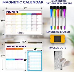 img 1 attached to Get Organized Every Day With Our 3-Piece Magnetic Whiteboard Calendar Set For Fridge - Monthly, Weekly, And Daily Planner With Grocery List, 5 Markers, And Eraser
