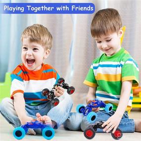 img 2 attached to 🚛 Powerful Friction Monster Toy Trucks for Boys and Toddlers - Fivegoes Pull Back Cars, 2 Pack - Perfect Christmas and Birthday Gifts for Kids 3-7 Years Old