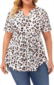 img 4 attached to Plus Size Women'S Tunic Tops: ALLEGRACE Short Sleeve Flowy Tunics For Leggings