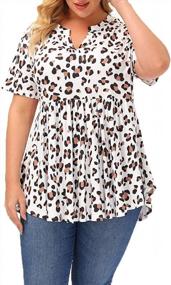 img 1 attached to Plus Size Women'S Tunic Tops: ALLEGRACE Short Sleeve Flowy Tunics For Leggings