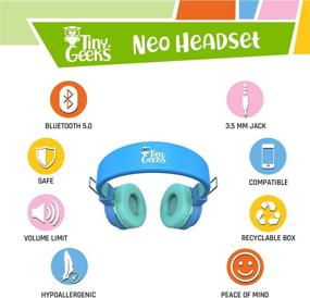 img 1 attached to 🔵 TinyGeeks Neo - Kids Wireless Headphones: Bluetooth/AUX/Calls, Safe Volume Limit, SGS & CPSIA Certified, 2022 Newest - Blue